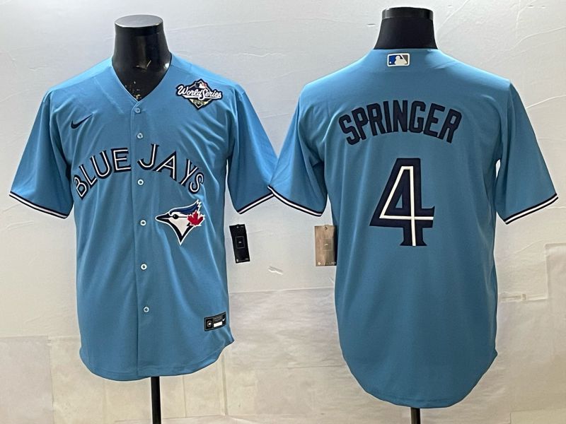 Men 2025 Nike Toronto Blue Jays #4 Springer Light Blue Game MLB Jersey 04->toronto blue jays->MLB Jersey